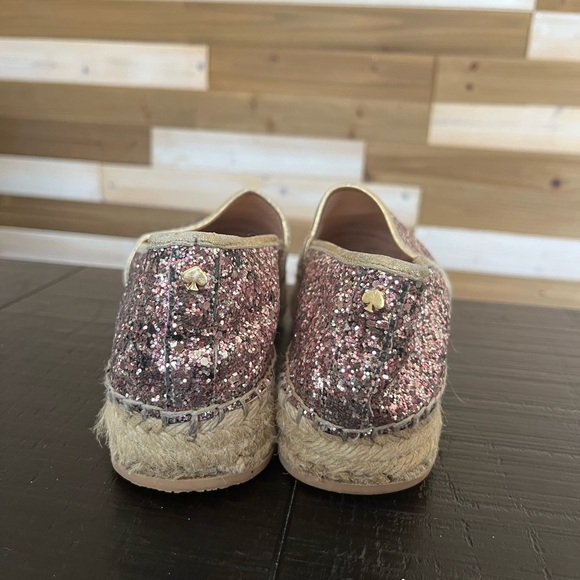 Kate Spade Linds Too Rose Gold Glitter Espadrille Pink SZ 8 - Picture 3 of 9
